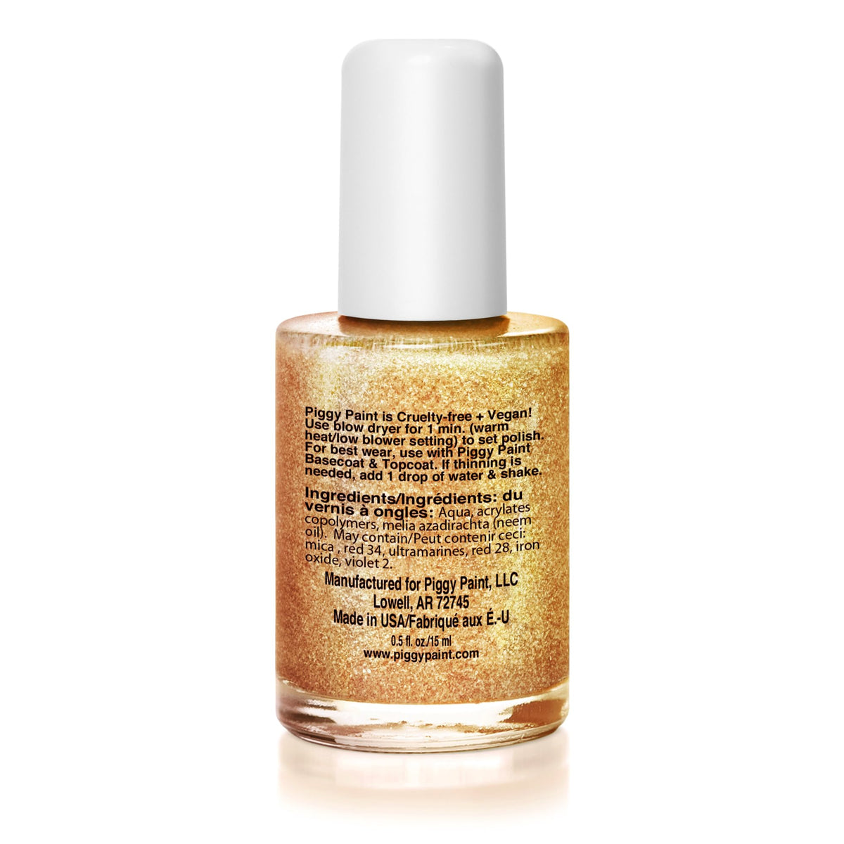 Piggy Paint 100% Non-toxic Girls Nail Polish, Safe, Chemical Free, Low Odor for Kids - 0.5 Fluid Ounce - Heart of Gold