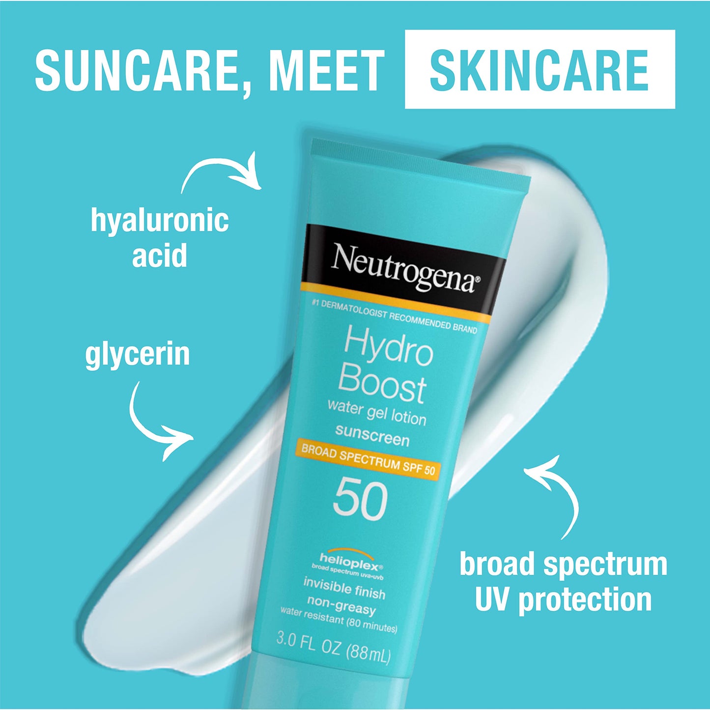 Neutrogena Hydro Boost Water Gel Moisturizing Sunscreen Lotion, Broad Spectrum Sunblock SPF 50, Water Resistant Travel Size Sunscreen For Sensitive Beauty & Personal Care Neutrogena