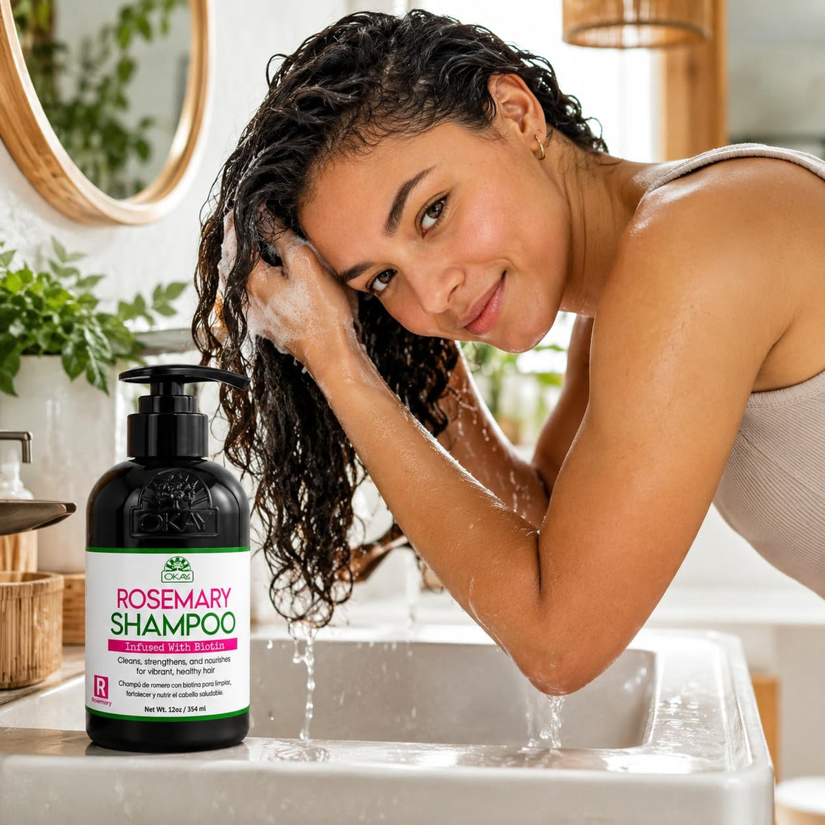 OKAY Rosemary Shampoo with Biotin 12oz - Hair Growth & Strengthening Shampoo, Cleanses Scalp, Reduces Breakage, Moisturizes & Adds Shine, Sulfate
