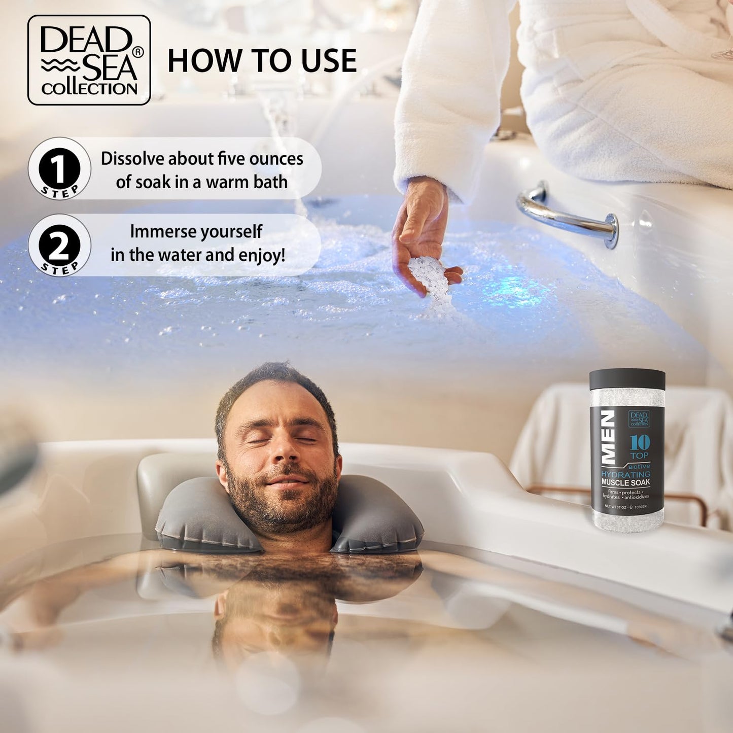 Dead Sea Collection Bath Salts for Men - Muscle Recovery Bath Soak - TOP 10 Active Mens Pure Dead Sea Salt for Soothing and Relaxing - 37 Oz Beauty and Personal Care Dead Sea Collection