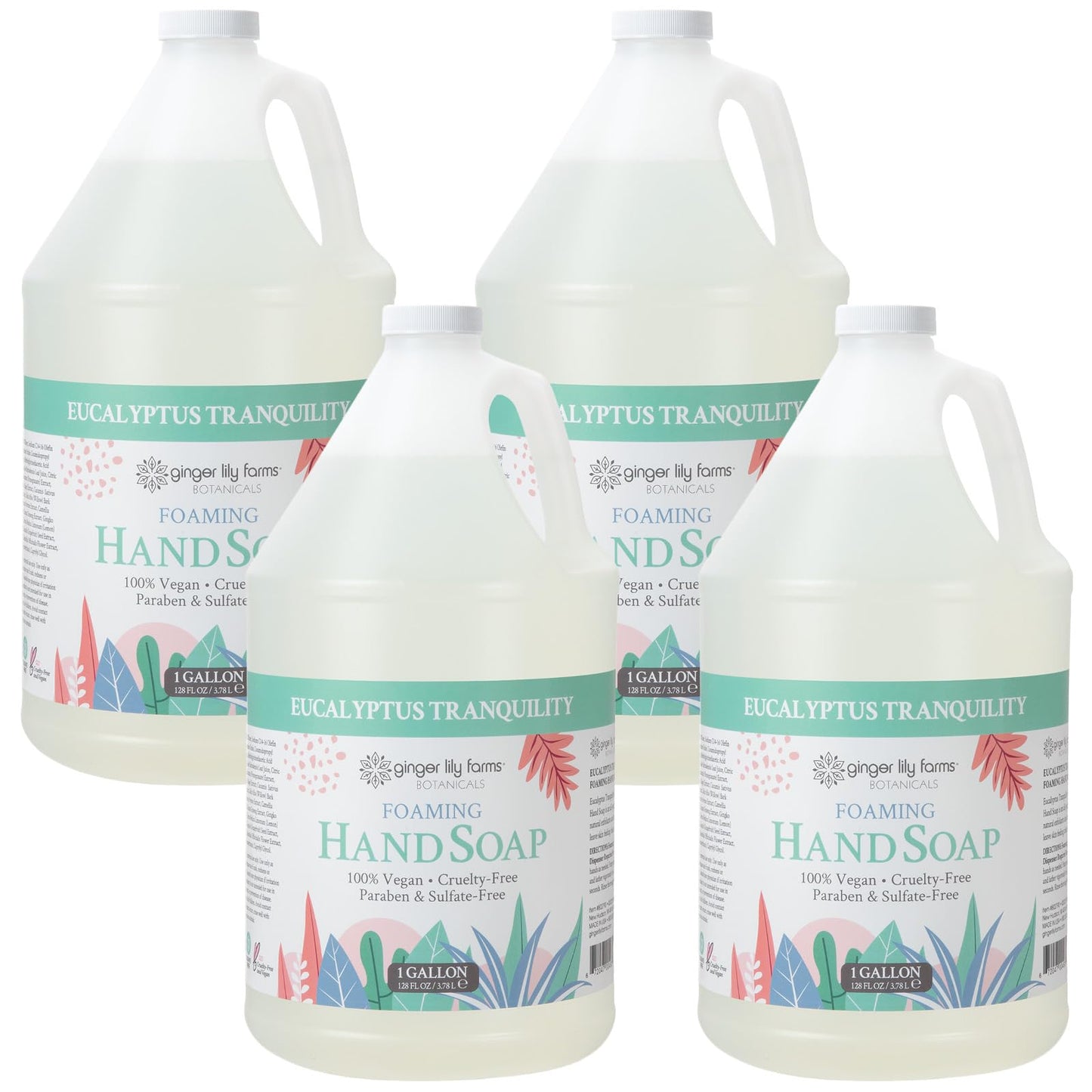 Ginger Lily Farms Botanicals All-Purpose Foaming Hand Soap Refill, 100% Vegan & Cruelty-Free, Eucalyptus Tranquility Scent, 1 Gallon (Pack of 4) Beauty & Personal Care Ginger Lily Farms