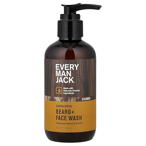 Every Man Jack Beard + Face Wash - Sandalwood | 200 ml - 1 Bottle | Naturally Derived, Parabens-free, Pthalate-free, Dye-free, and Certified Cruelty Beauty & Personal Care Every Man Jack