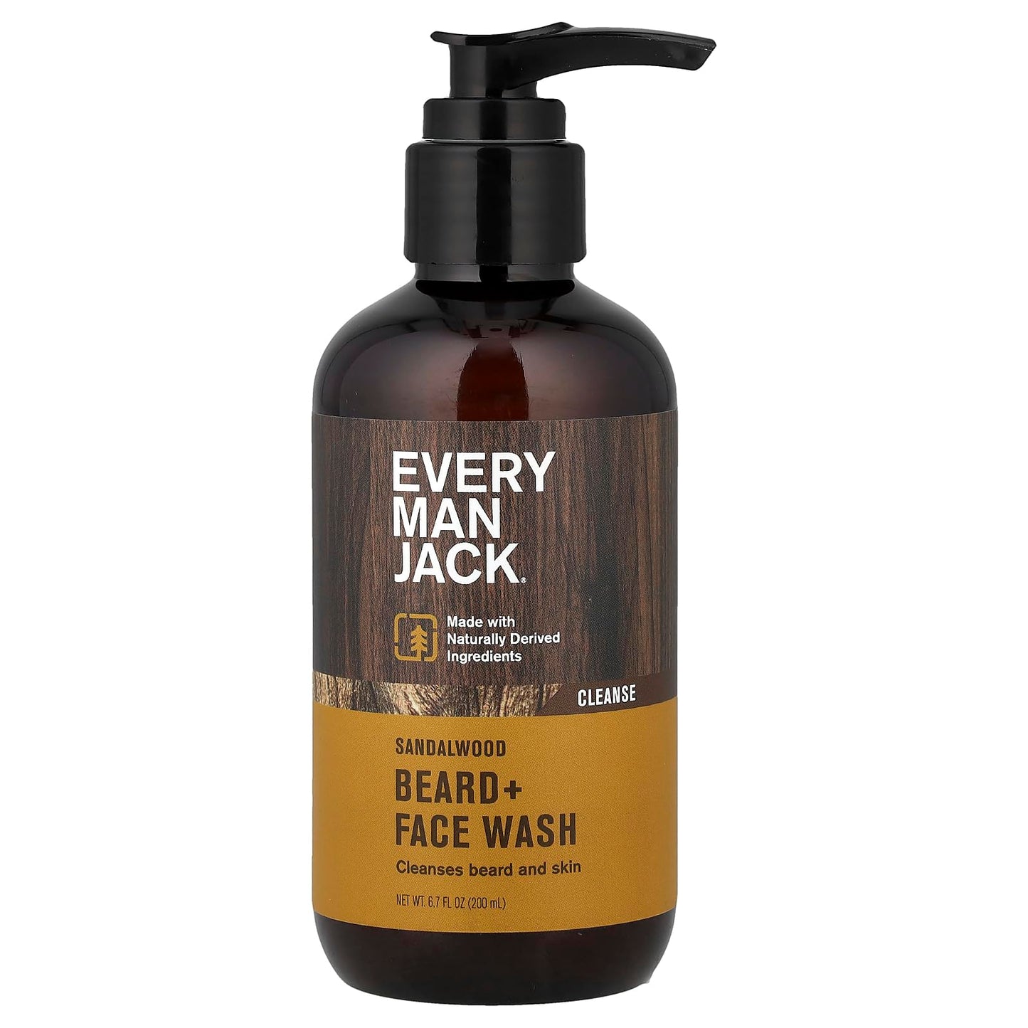 Every Man Jack Beard + Face Wash - Sandalwood | 200 ml - 1 Bottle | Naturally Derived, Parabens-free, Pthalate-free, Dye-free, and Certified Cruelty Beauty & Personal Care Every Man Jack