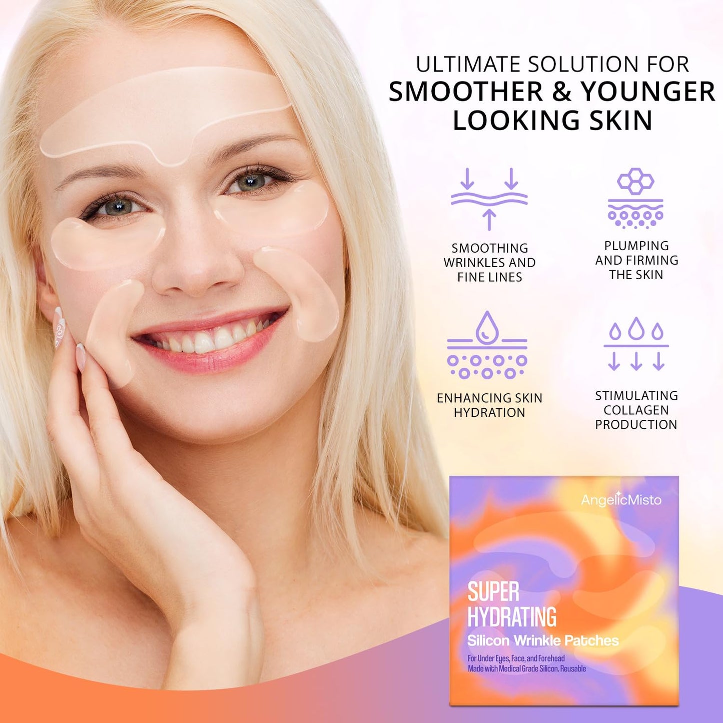 AngelicMisto Reusable Silicone Patches for Under Eye, Face and Forehead Wrinkles Beauty & Personal Care AngelicMisto