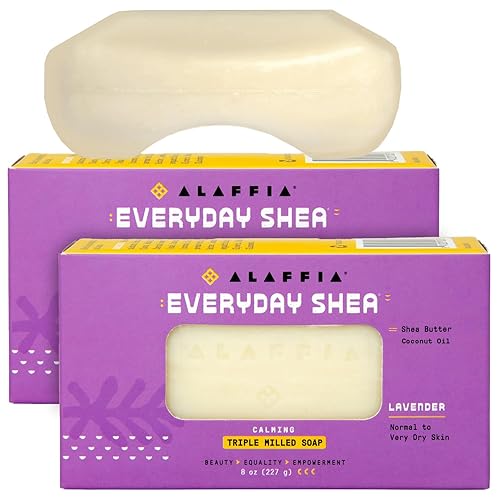 Alaffia Bar Soap, Lavender 2-Pack - Handcrafted, Triple-Milled, Long-Lasting Everyday Shea Butter Soap, 8 Oz Each Beauty & Personal Care Alaffia
