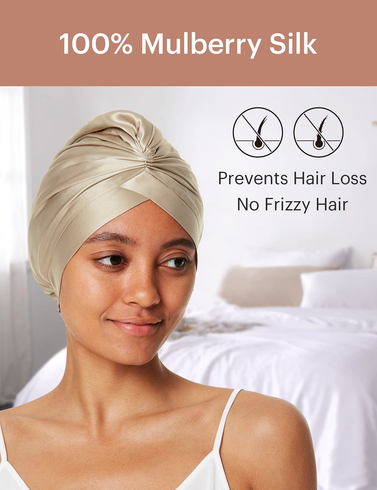 LilySilk Silk Bonnet for Sleeping Womens 100% Mulberry Silk Sleep Cap Hair Wrap for Curly Long Hair Taupe Beauty and Personal Care LilySilk