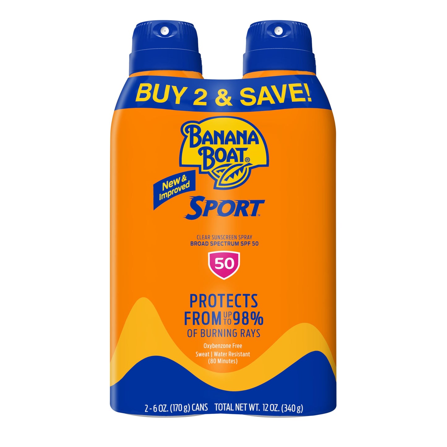 Banana Boat Sport Ultra SPF 50 Sunscreen Spray | Banana Boat Sunscreen Spray SPF 50, Water Resistant, Oxybenzone Free, Sunblock, 6oz each Twin Pack Beauty & Personal Care Banana Boat