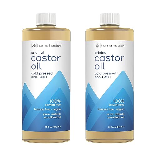 Home Health Castor Oil - 32 fl oz, Pack of 2 - Conditioning Oil for Body, Skin & Brows - Non-GMO, USDA-Certified Organic - Cold Pressed - Solvent Beauty & Personal Care Home Health