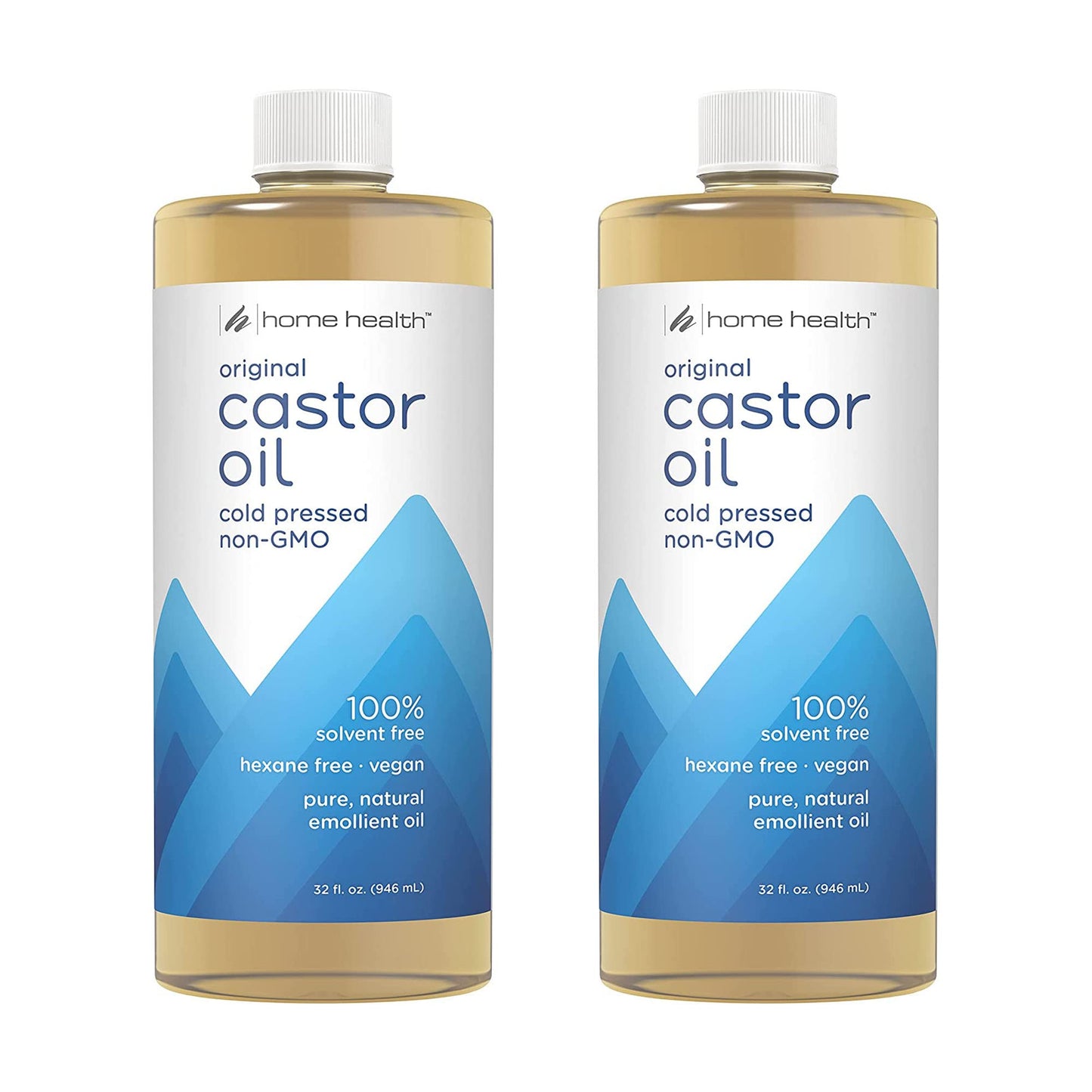 Home Health Castor Oil - 32 fl oz, Pack of 2 - Conditioning Oil for Body, Skin & Brows - Non-GMO, USDA-Certified Organic - Cold Pressed - Solvent Beauty & Personal Care Home Health