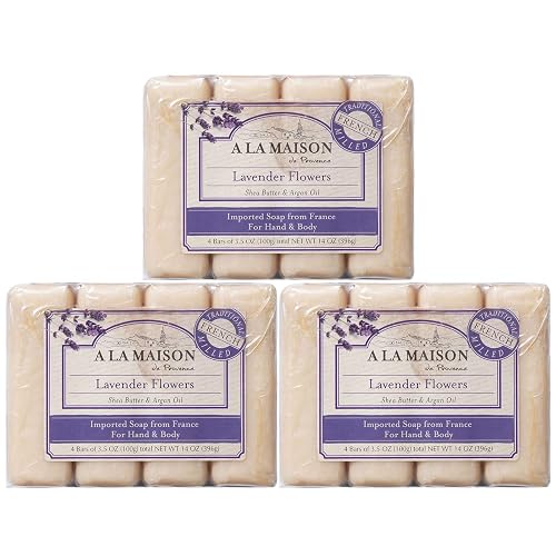 A LA MAISON - Lavender Aloe Bar Soap - Triple French Milled Natural Moisturizing Hand Soap Bar (4 Bars of Soap, 3.5 oz) Beauty & Personal Care A LA MAISON