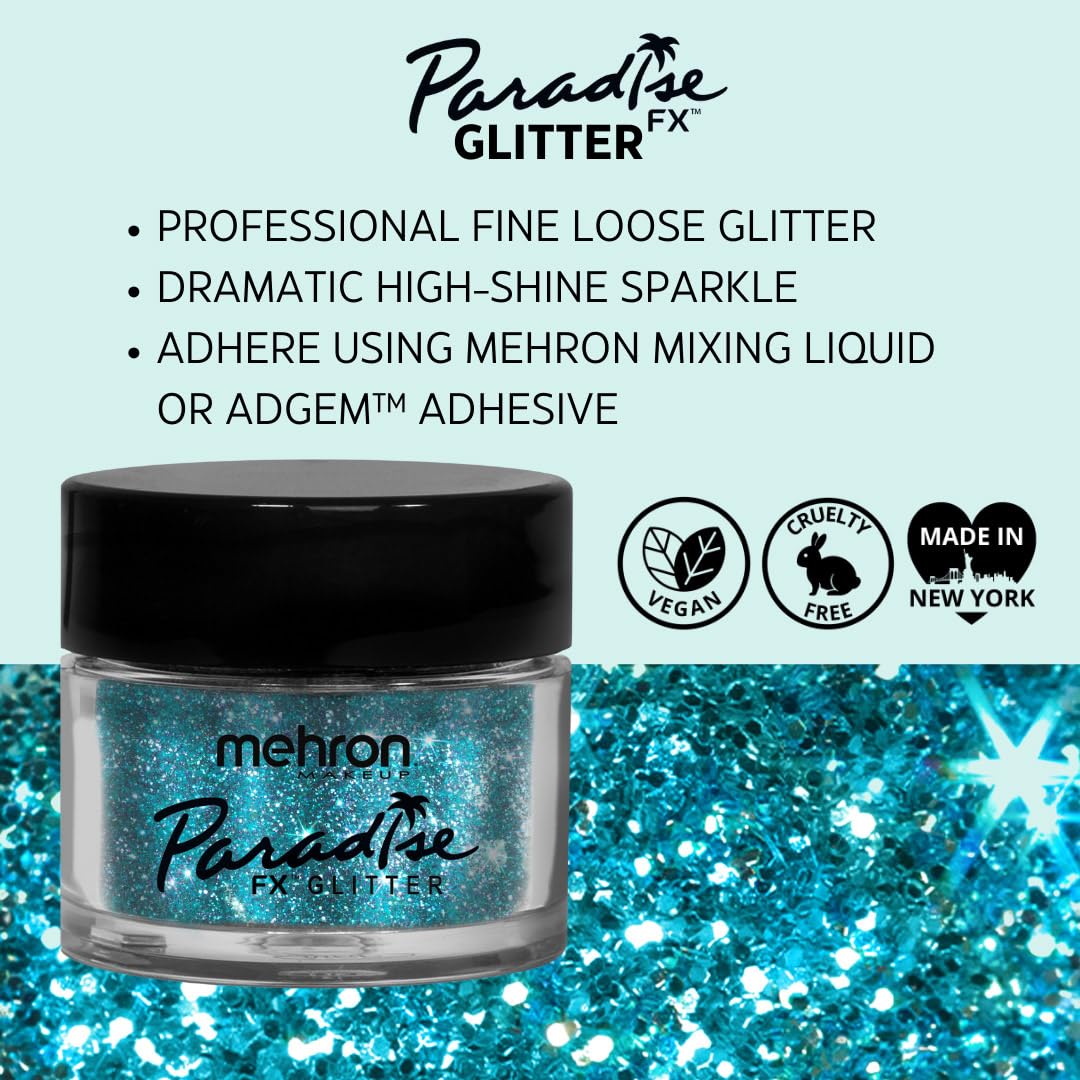 Mehron Makeup Paradise Glitter FX | Professional Cosmetic for Makeup & Art | Vibrant & Shimmering Loose Glitter .25 oz (7 g) (Pastel Sky Blue) Beauty & Personal Care Mehron