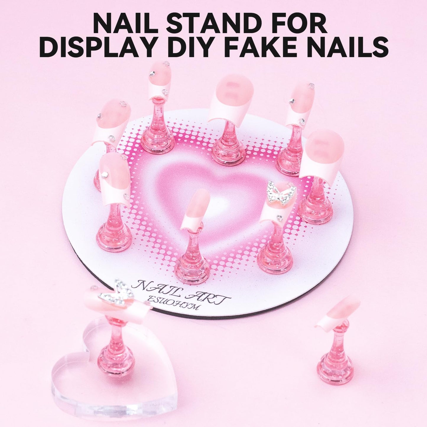 ESUOHYM Nail Stand for Press On Fake Nails Painting Display Practice, Powerful Magnetic Nail Holder for Design, Flower Nail Stand with 200 PCS Beauty and Personal Care ESUOHYM