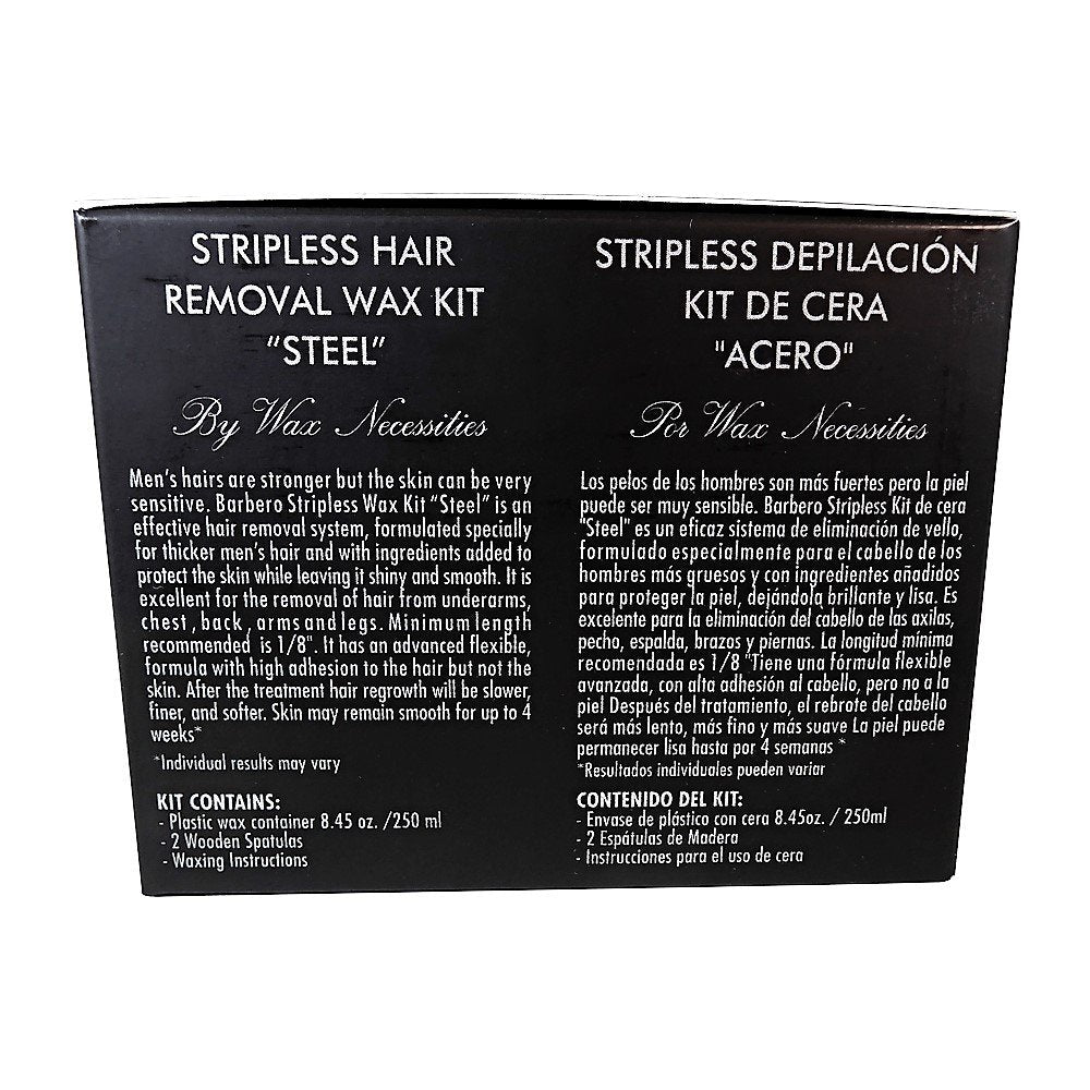 Waxness Barbero Steel Hard Wax Beads, Microwavable Wax Kit 8.45 fl oz (250 ml) - Stripless Hard Wax for Men’s Grooming, Effective on Coarse Hair Beauty and Personal Care Waxness