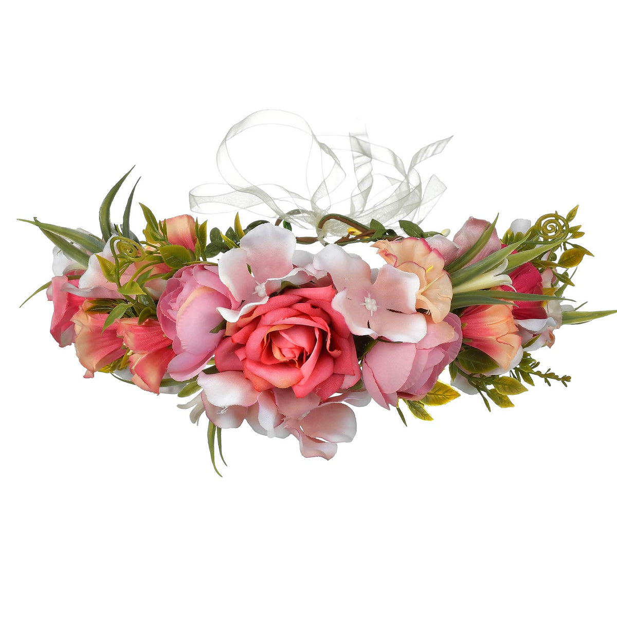 LLinfflr Women Floral Crown Boho Flower Headband Halo Headpiece Rosy Prom