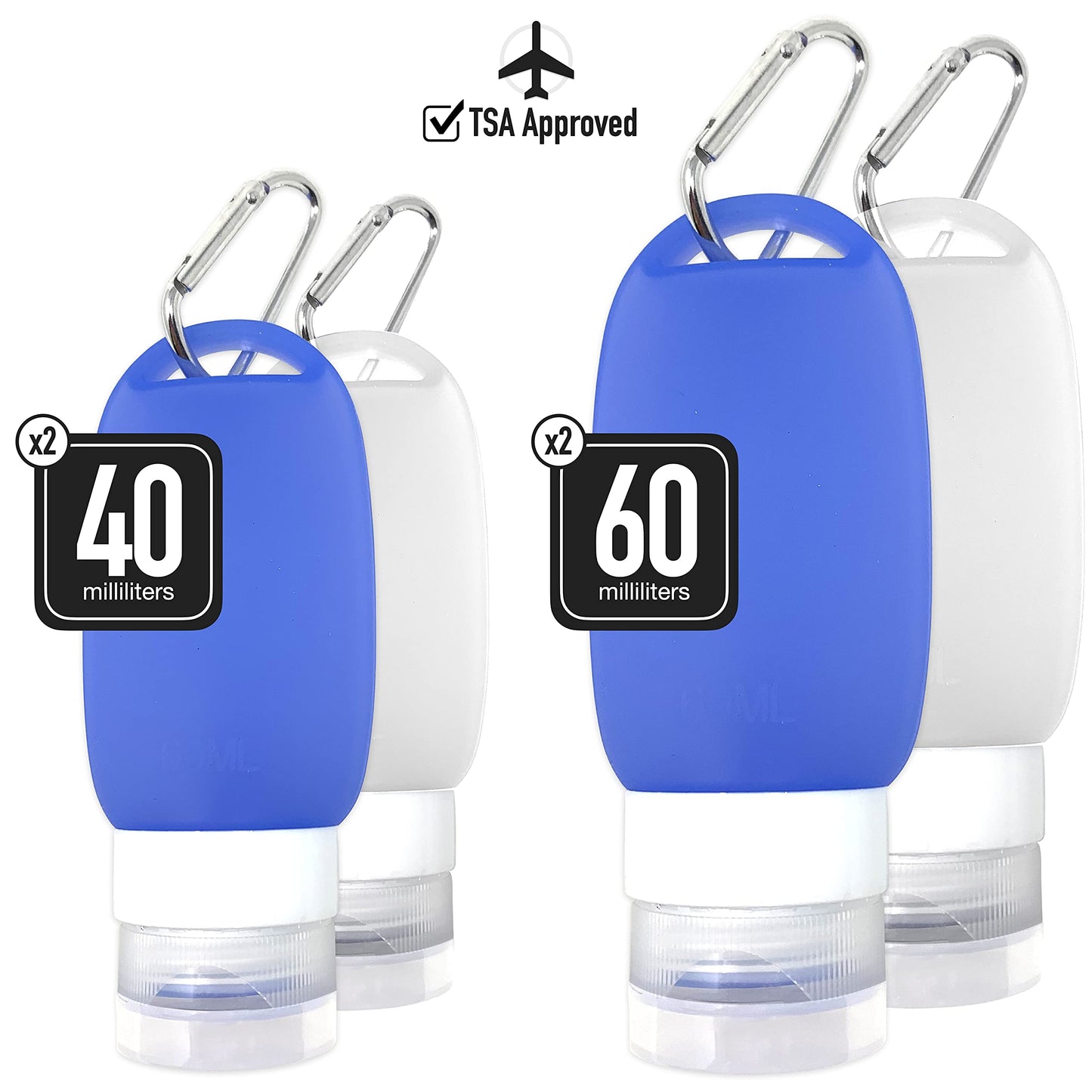 Cruise On Silicone Travel Bottle Set, TSA Approved, Leak-Proof Squeeze Bottles for Shampoo, Lotion & Liquids (2 oz & 1.4 oz), Refillable Containers Beauty & Personal Care Cruise On