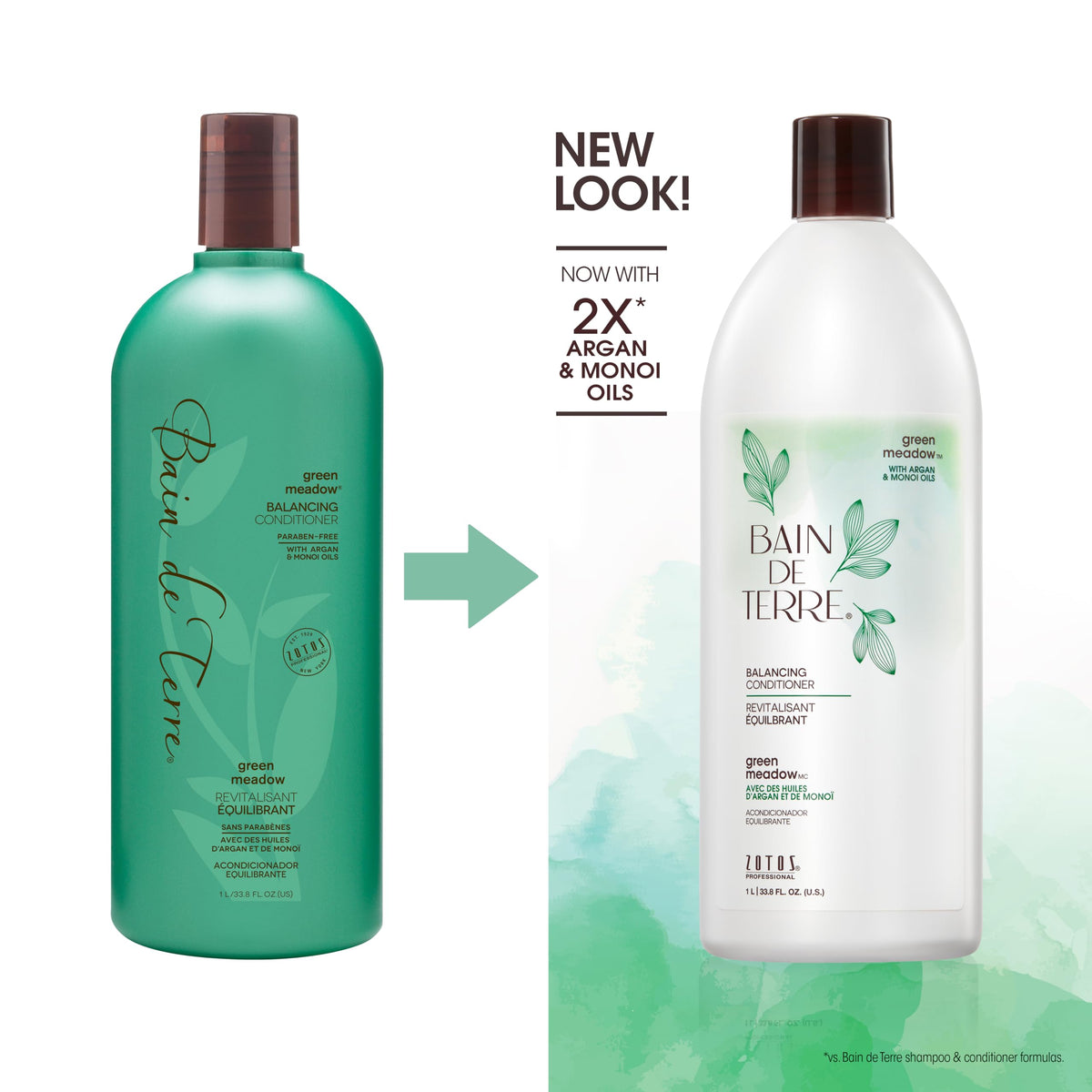 Bain de Terre Green Meadow Balancing Conditioner, Gentle Moisture Balance for Soft, Silky & Bouncy Hair with Argan & Monoi Oils, Paraben-free Beauty & Personal Care Bain de Terre