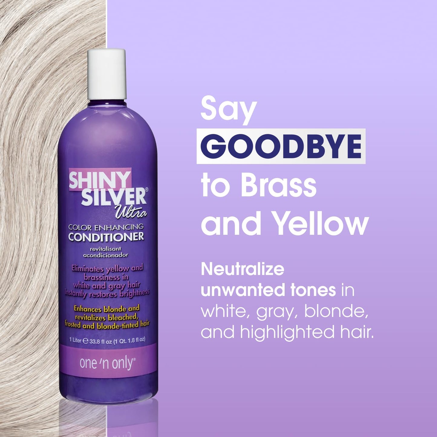 One 'n Only Shiny Silver Color Enhancing Conditioner for Women - Purple Conditioner to Neutralize Yellow & Brassy Tones - Restores Shine & Moisture Beauty & Personal Care One 'N Only