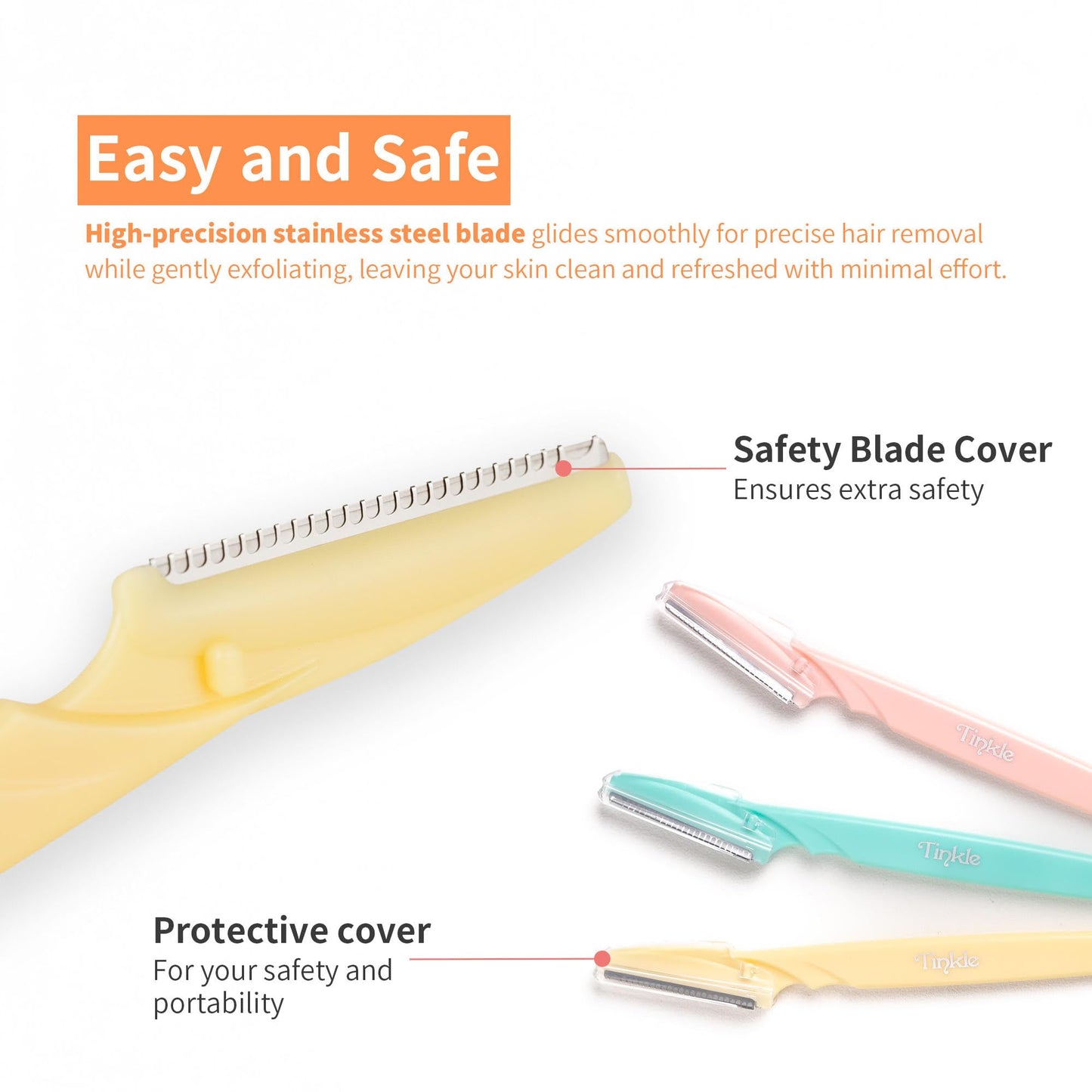 Tinkle Dermaplaning Tool 12ct, Dermaplane Razor for Women, Safe and Easy Peach Fuzz Remover, Eyebrow Trimmer with Protective Cover (4 Packs of 3) Beauty & Personal Care Tinkle