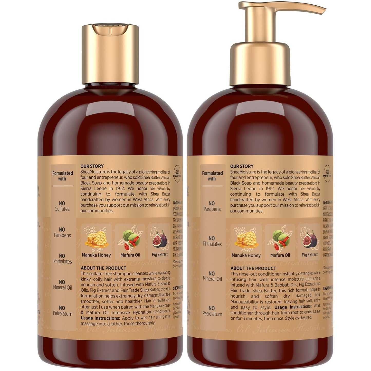 SheaMoisture Shampoo & Conditioner, Manuka Honey & Mafura Oil Intensive Hydration for Extra Dry, Damaged Hair, 13 Oz Ea Beauty & Personal Care Shea Moisture