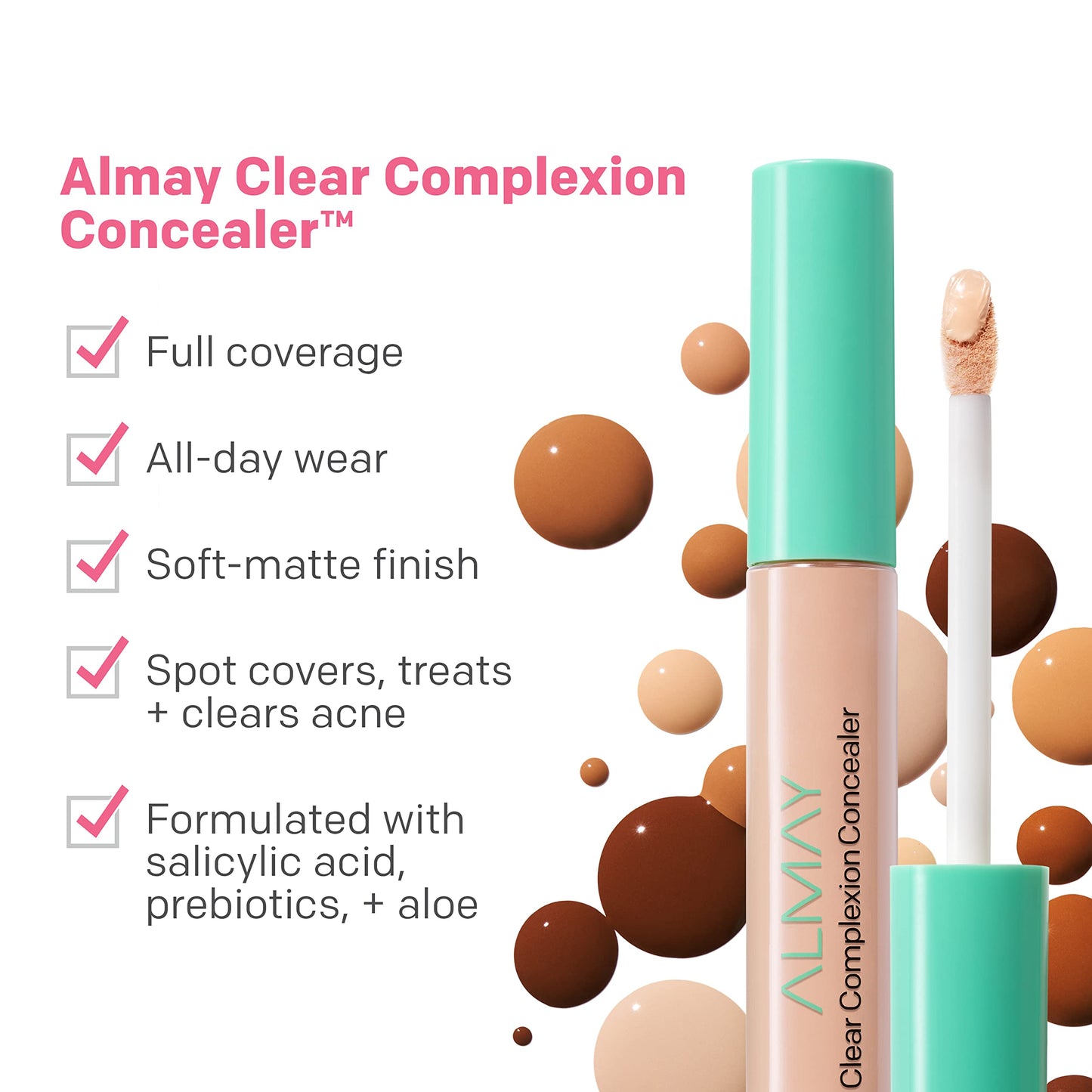 Almay Clear Complexion Acne & Blemish Spot Treatment Concealer Makeup with Salicylic Acid- for Sensitive Skin, 200 Light/Medium, 0.3 fl oz. Beauty & Personal Care Almay