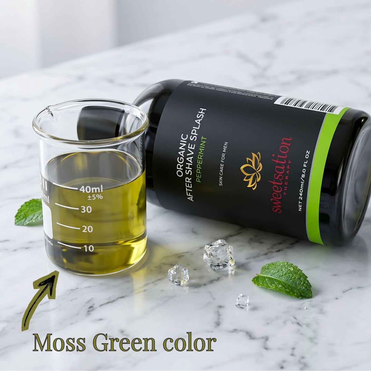 Sweetsation Therapy Organic After Shave Minty Splash, 8oz. Soothing, Calming, Refreshing Mint Water. All Natural. Beauty and Personal Care Sweetsation Therapy