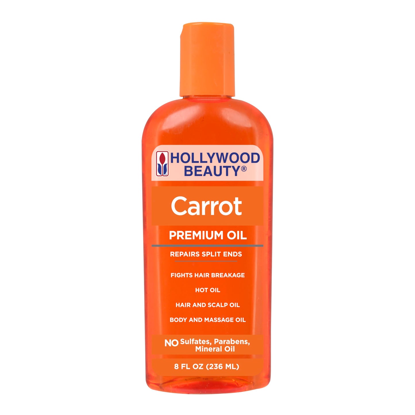 Hollywood Beauty Carrot Hair Oil, 8oz Bottle, Hair, Scalp, Skin, Nail, & Massage Oil, Helps Repair Damaged Hair & Skin, Can be Used as a Hot Oil Beauty & Personal Care Hollywood Beauty