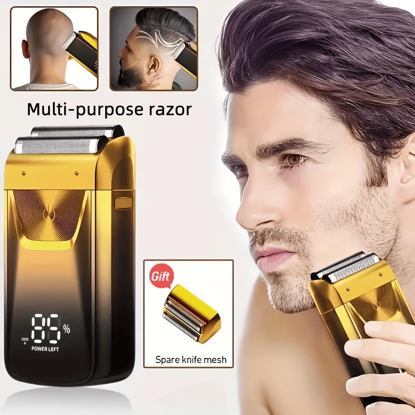 Electric Foil Shaver for Men,Wet Dry Mens Barber Shaver & Trimmer 2 in 1,Professional USB Cordless Rechargeable Razor for Men,LCD Display,Twin Beauty and Personal Care Beleda
