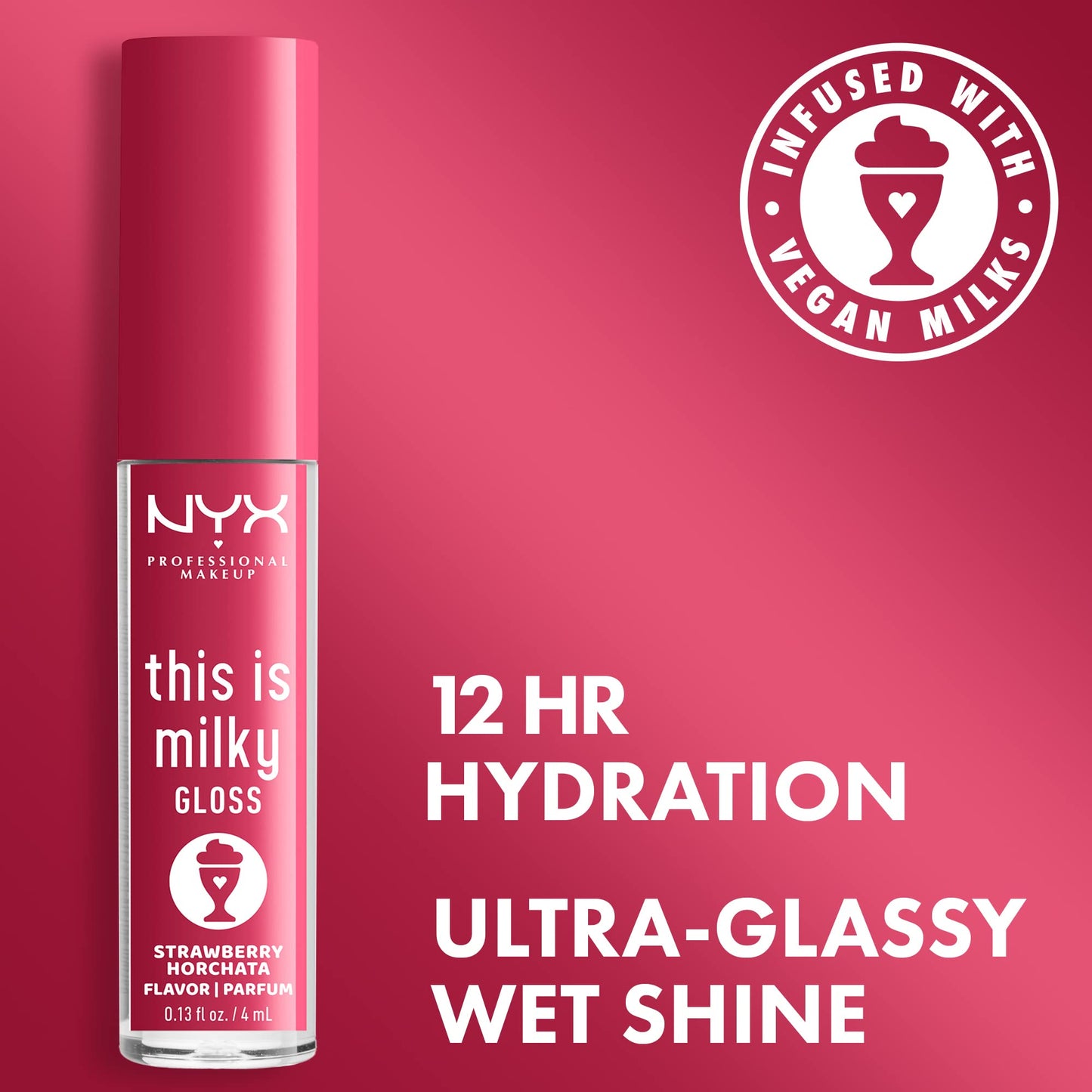 NYX PROFESSIONAL MAKEUP This Is Milky Gloss, Lip Gloss with 12 Hour Hydration, Vegan - Strawberry Horchata (Mauve Pink) Beauty & Personal Care NYX PROFESSIONAL MAKEUP