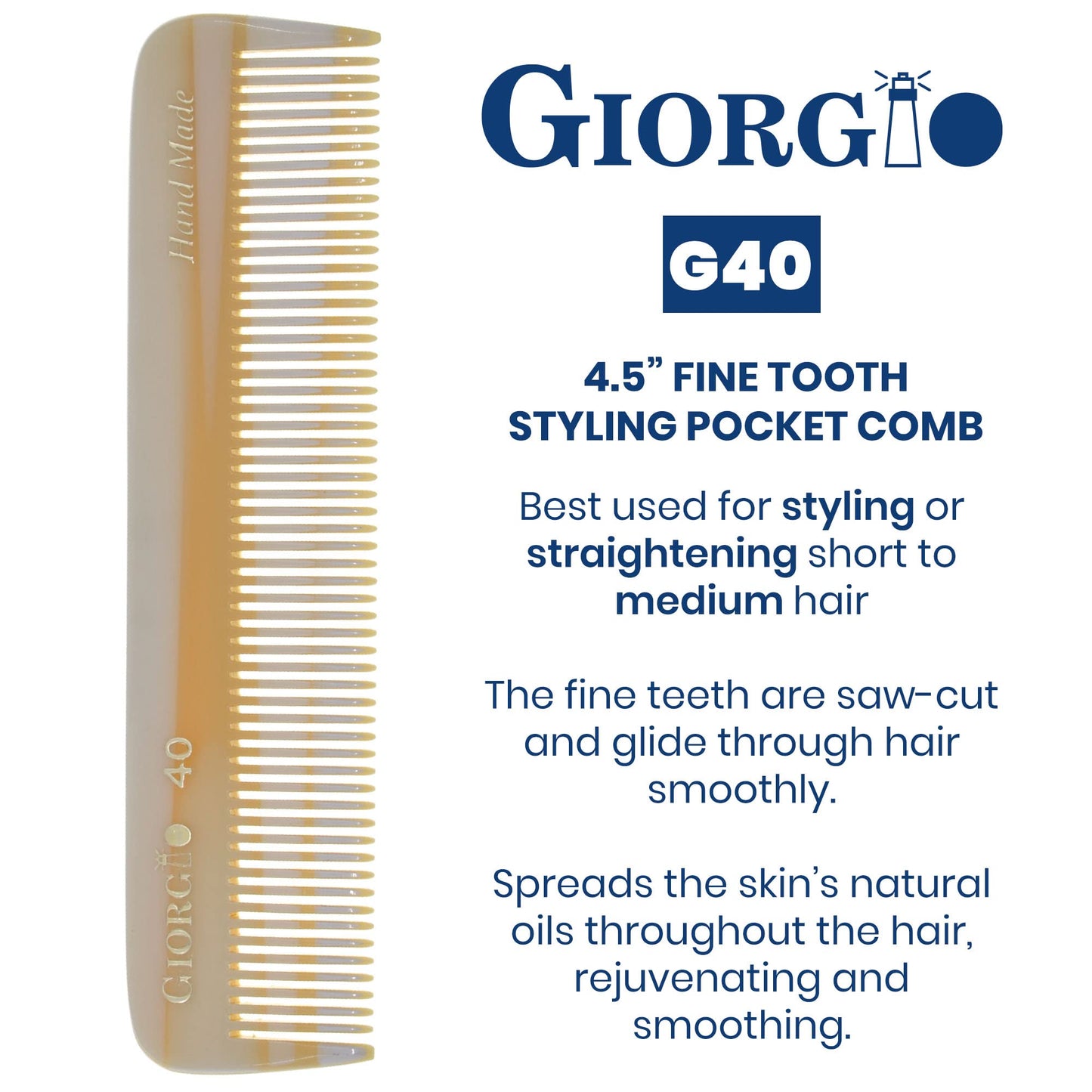 Giorgio Beard Combs Set - Handmade Ivory Beard Combs Kit for Facial Grooming - Includes Fine and Wide Tooth Pocket Dresser Comb + Fine Tooth Beauty and Personal Care GIORGIO