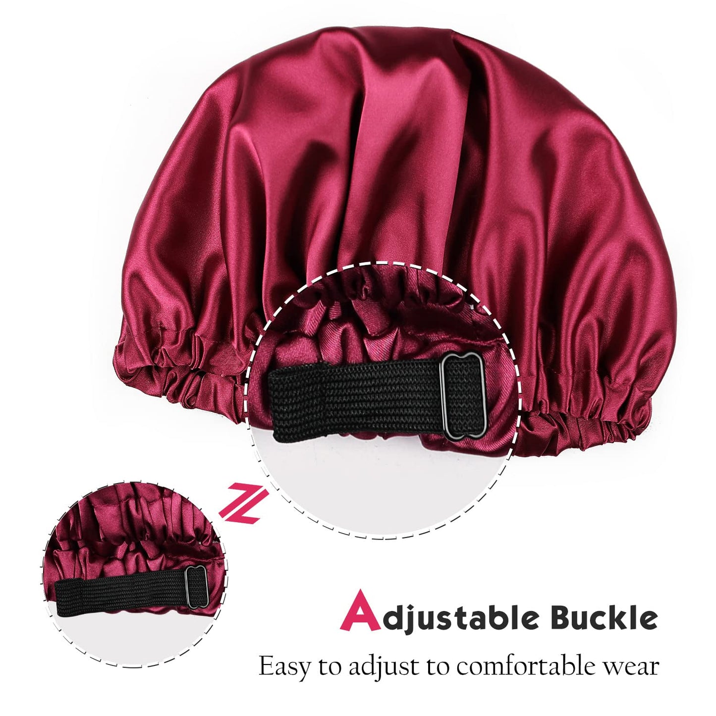 Silky Hair Bonnet Satin Head Wraps Sleep Cap for Frizzy Hair Girls Wine Red Beauty and Personal Care Alnorm
