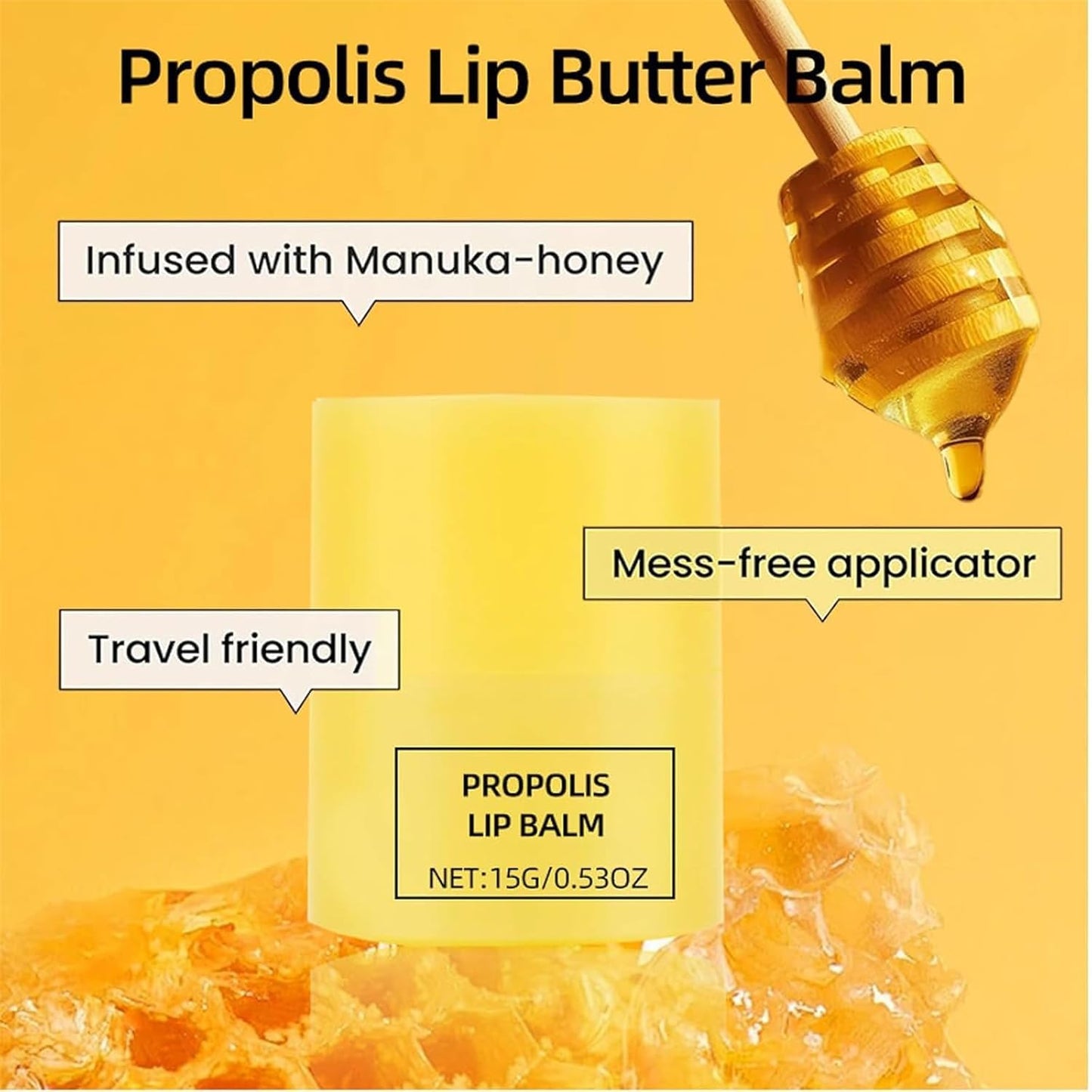 Honey Moisture Deep Nourishing Lip Balm, Honey Lip Balm, Moisture Lip Balm, Deep Nourishing Repair Soft Lips Daily Moisturizing Lip Balm, Honey Beauty and Personal Care LSQYLX