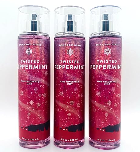 Lot of 3 Bath & Body Works Holiday Traditions Twisted Peppermint Fine Fragrance Mist 8 oz each (Twisted Peppermint) Beauty & Personal Care Bath & Body Works