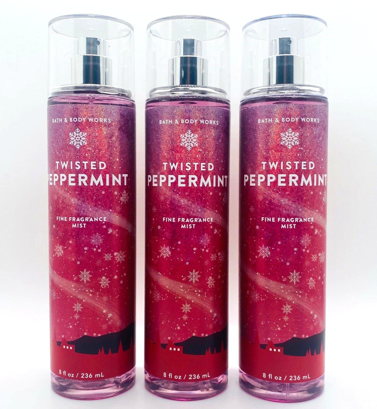 Lot of 3 Bath & Body Works Holiday Traditions Twisted Peppermint Fine Fragrance Mist 8 oz each (Twisted Peppermint) Beauty & Personal Care Bath & Body Works