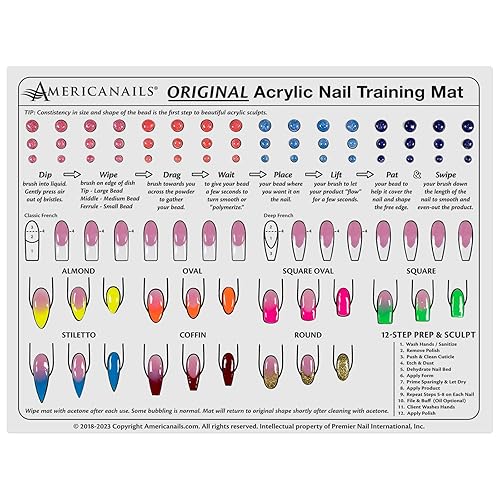 Americanails Acrylic Nail Training Mat - Silicone Trainer Sheet for Application Practice, Flexible Roll Up Pad Template for Acrylic Fingernails, Learn Beauty & Personal Care AMERICANAILS .COM