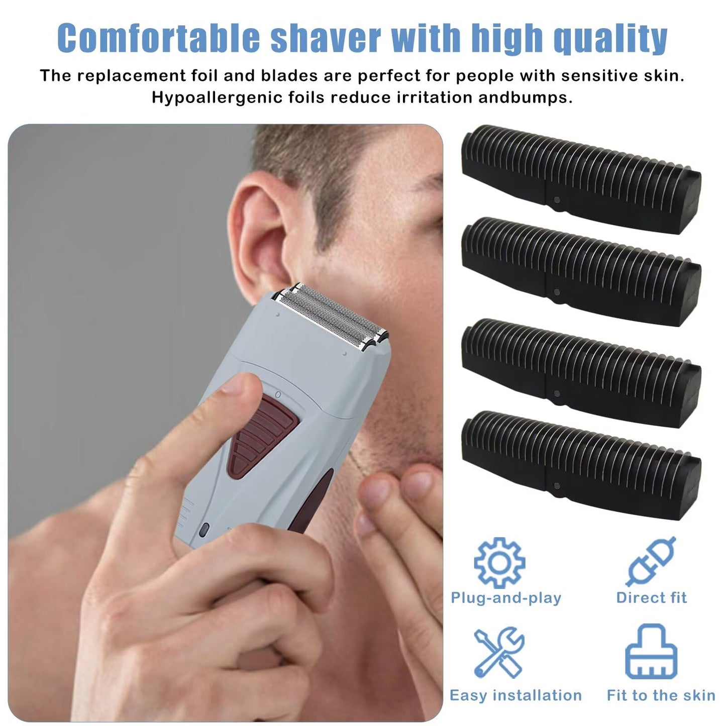 Premium 4-Pack Foil Shaver Replacement Blades for W*ahl 5 Star Vanish(8173-700) Beauty and Personal Care BLUE ELF