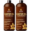 Castor Oil Shampoo and Conditioner Set for Hair Growth with Rosemary & Peppermint Oil - Cleanse Hair, Strengthen & Shine with Castor Shampoo Beauty & Personal Care INFINA ESSENTIALS
