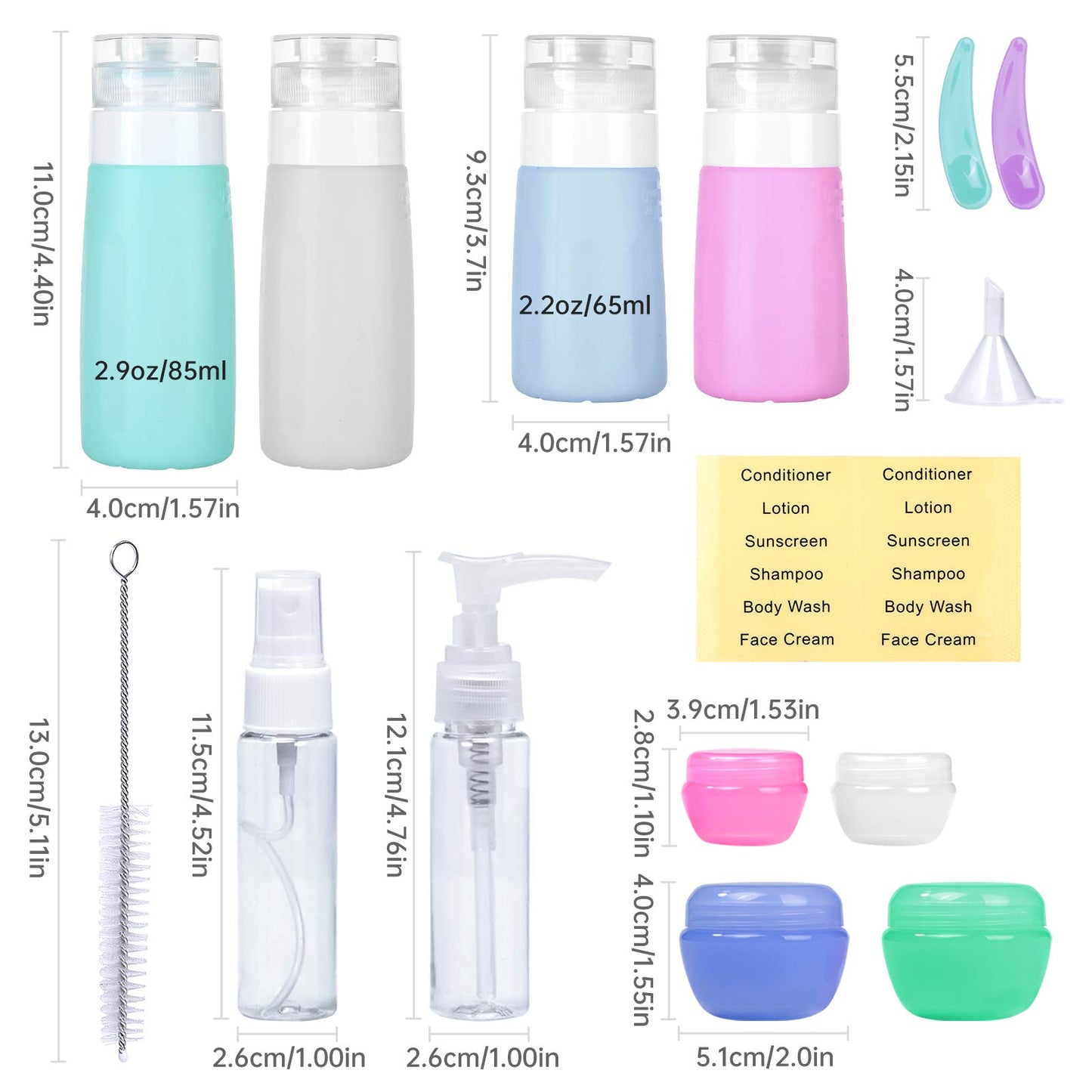 Benbilry 16 Pack Travel Bottles Set for Toiletries, TSA Approved Travel Size Leak Proof Containers, Silicone Squeezable Shampoo and Conditioner Beauty & Personal Care Benbilry