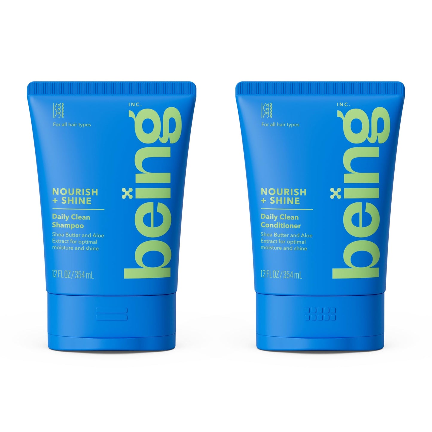 being NOURISH + SHINE Daily Clean Shampoo and Conditioner Set 354mL with Shea Butter and Aloe Extract Beauty & Personal Care BEING INC