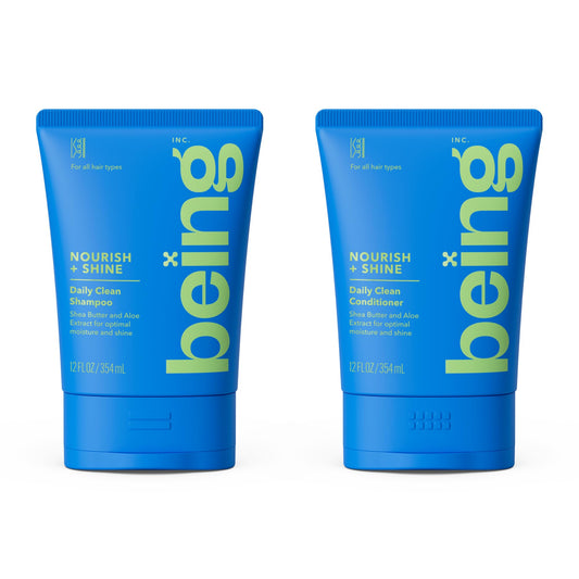being NOURISH + SHINE Daily Clean Shampoo and Conditioner Set 354mL with Shea Butter and Aloe Extract Beauty & Personal Care BEING INC