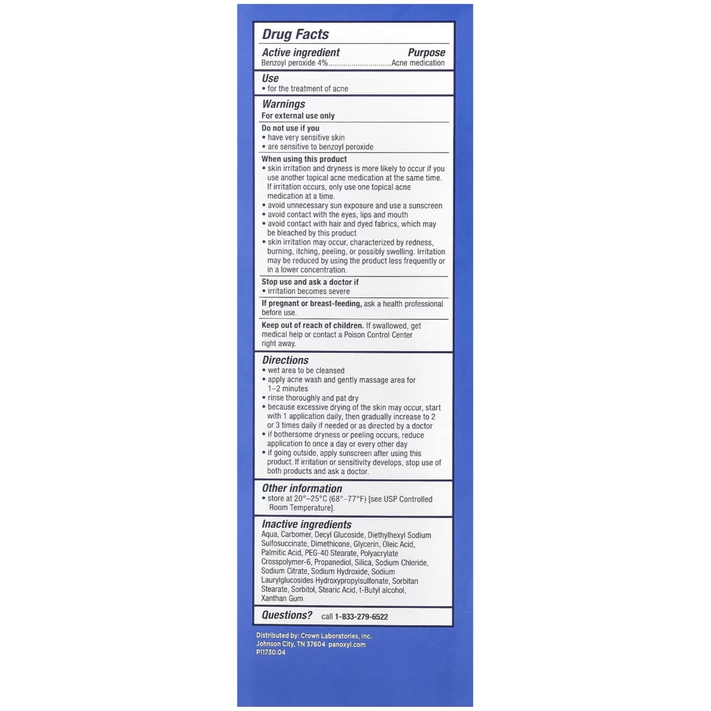 PanOxyl - Acne Creamy Wash 4 Percent Benzoyl Peroxide Daily Control, 6 Ounce Beauty & Personal Care PanOxyl