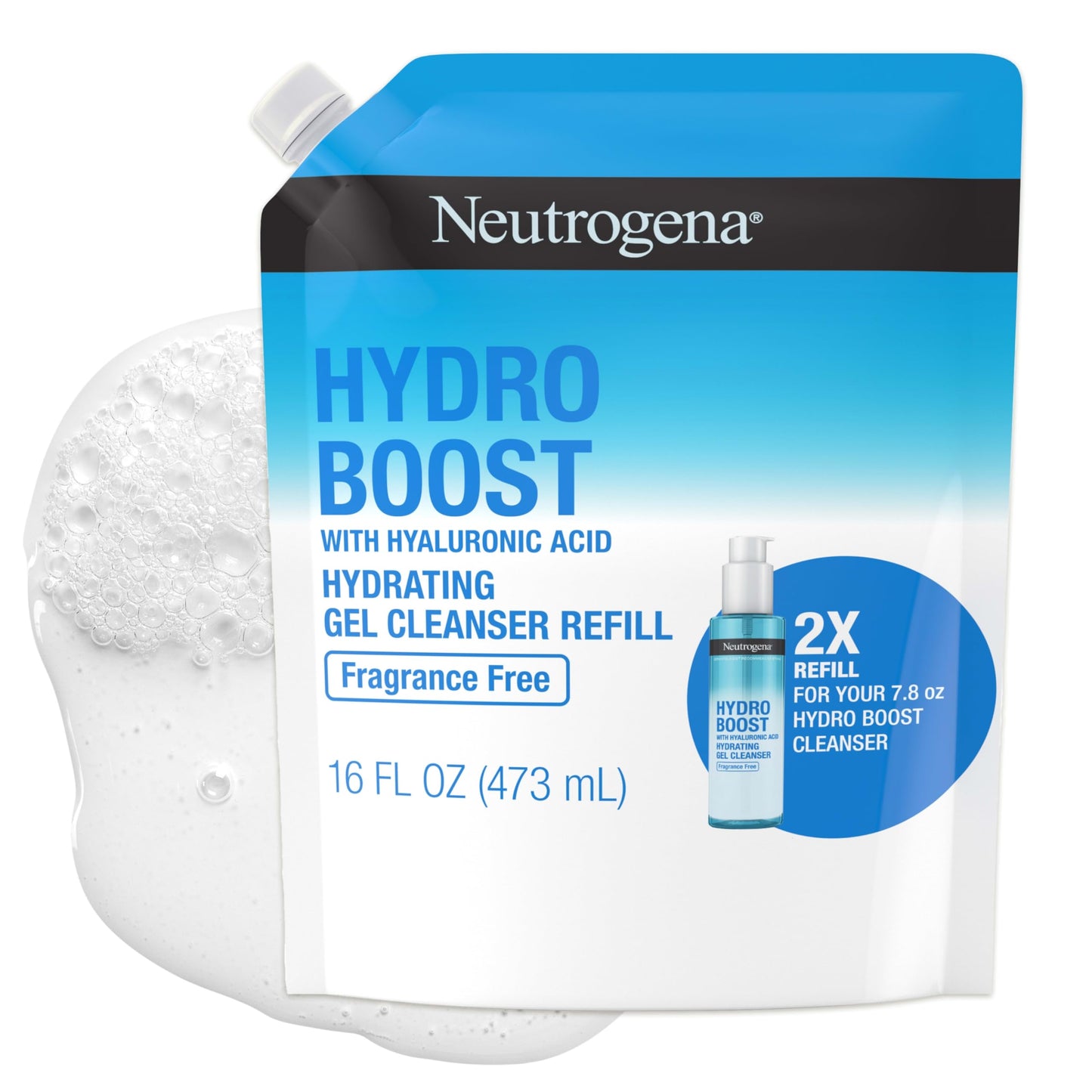 Neutrogena Hydro Boost Fragrance Free Hydrating Gel Facial Cleanser with Hyaluronic Acid, Daily Foaming Face Wash & Makeup Remover, Gentle Face Wash Beauty & Personal Care Neutrogena