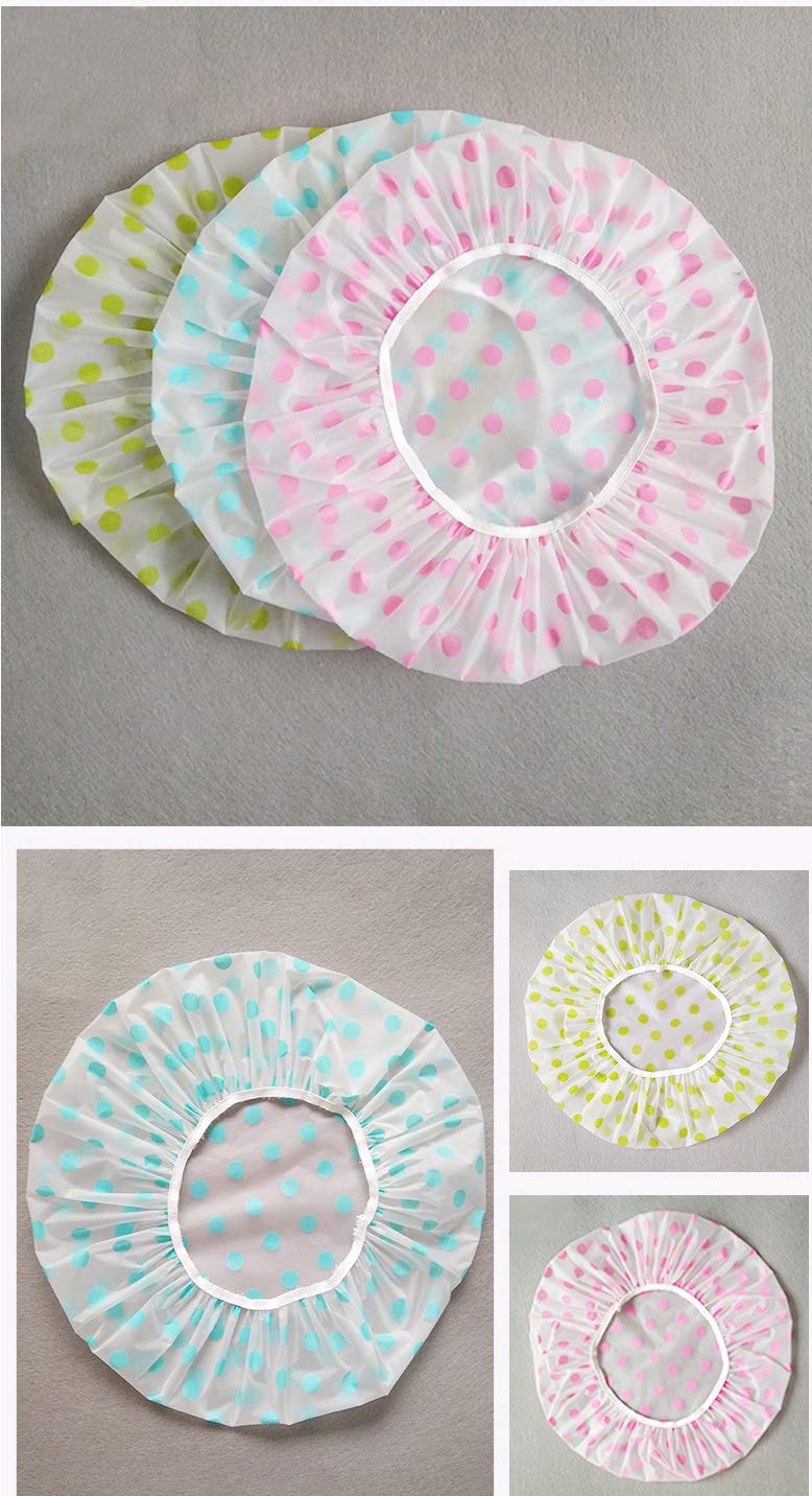 TCOTBE 6 Pieces Waterproof EVA Plastic Shower Cap,Elastic Reusable Bathing Cap,Beauty Salon Spa Lace Elastic Band Flower Printed Hat Environmental Beauty & Personal Care TCOTBE