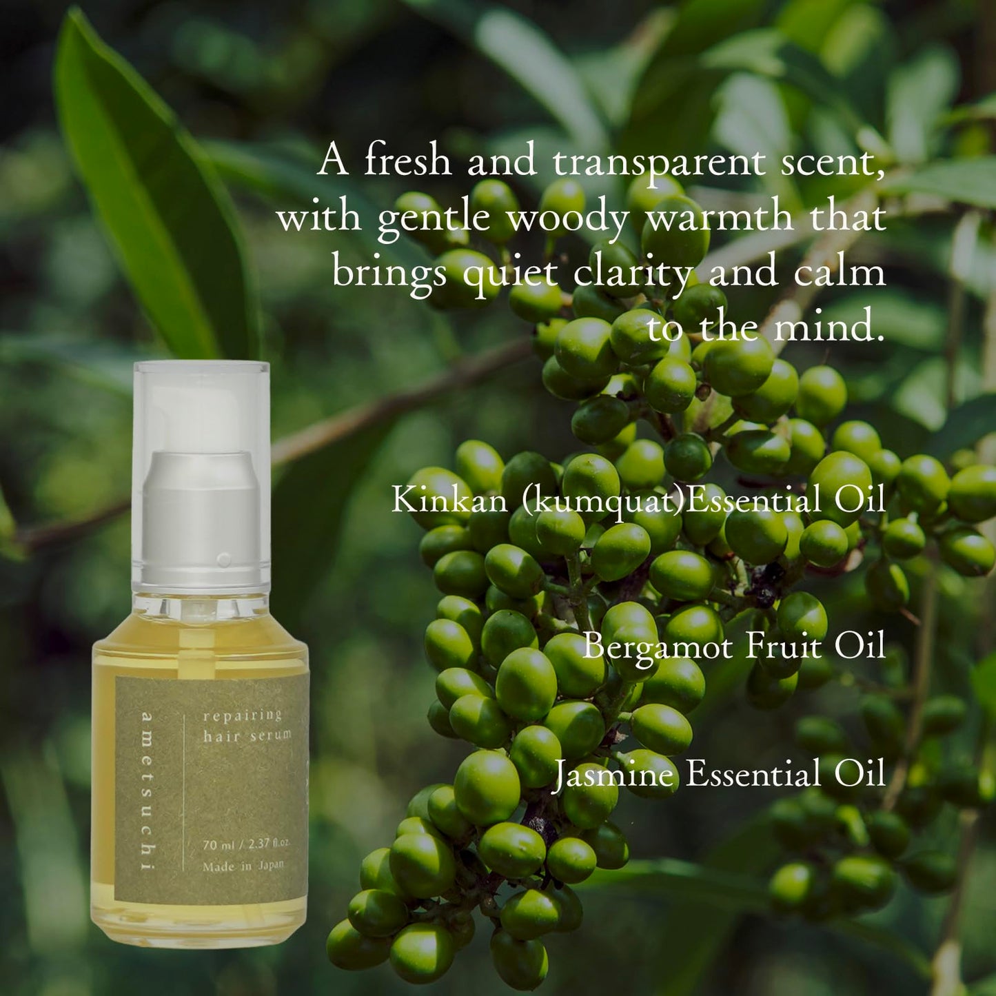 ametsuchi Repairing Hair Serum with Hinoki, Lightweight Oil, Revitalizes Dry or Damaged Hair and restores Shine, Made in Japan Beauty & Personal Care ametsuchi