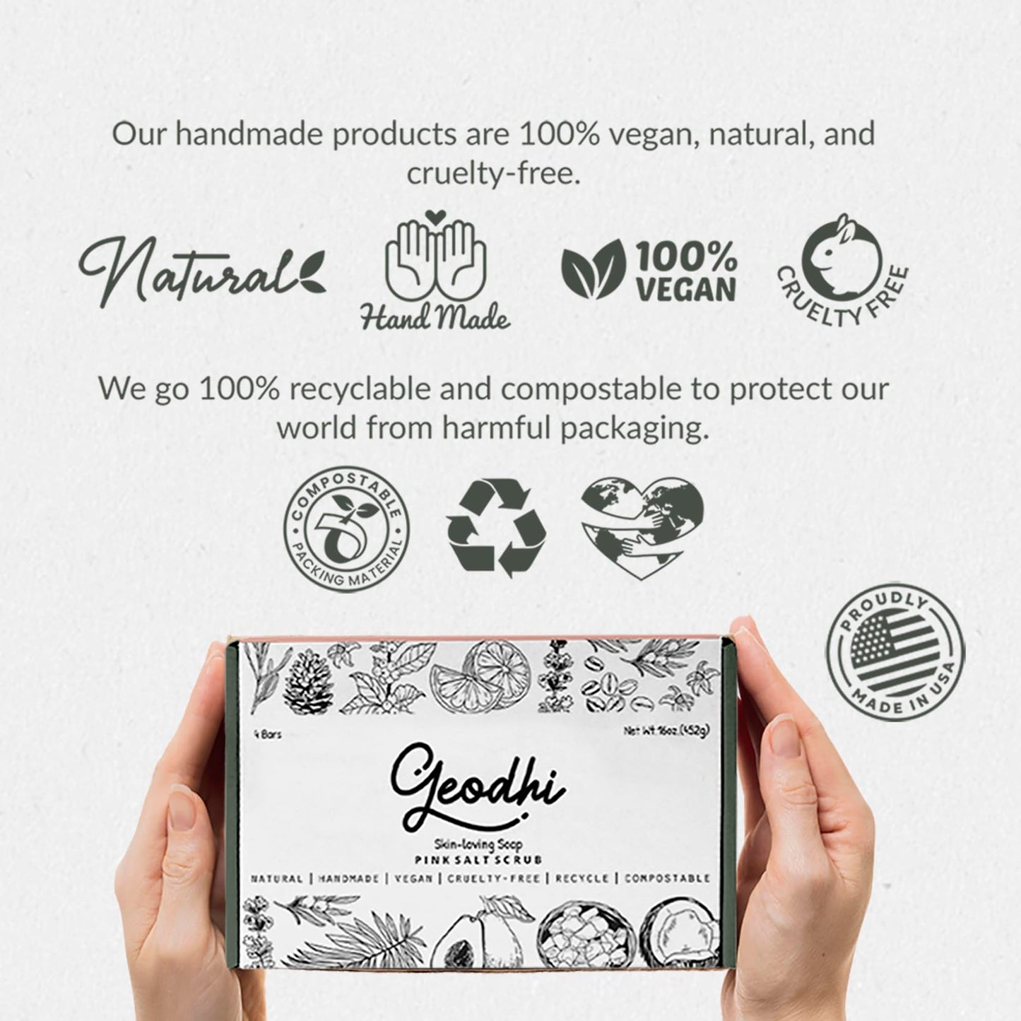 Geodhi, Handmade Vegan Cold Process Soap with Premium Essential Oils, Great for Acne, and Dry Skin - Set of 4 Both Women and Men Soap Bar-. (Coffee Beauty & Personal Care Geodhi