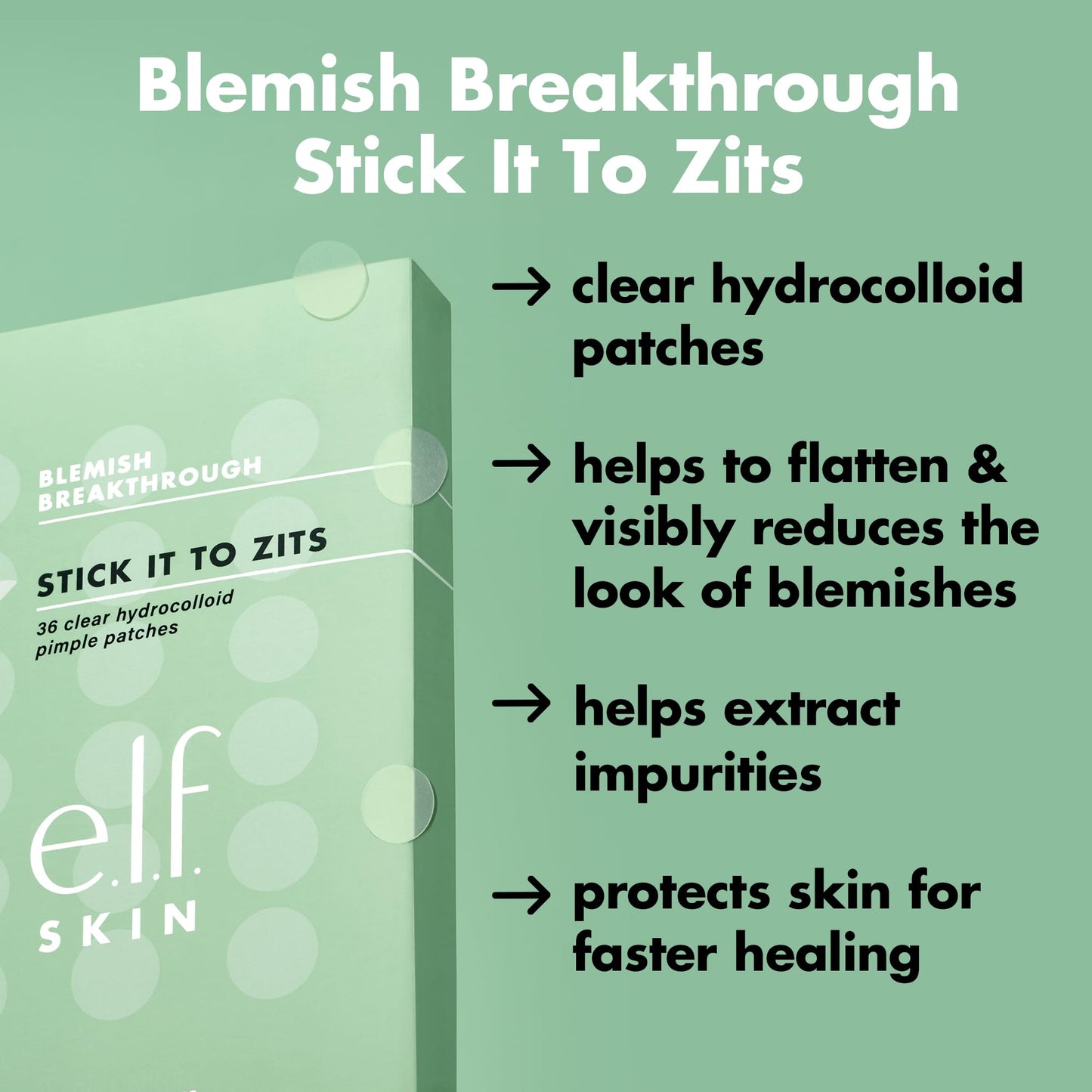 e.l.f. SKIN Blemish Breakthrough Stick It To Zits Pimple Patches, Helps Reduce The Look of Blemishes & Heal, Vegan & Cruelty-free, 36 Patches Beauty & Personal Care e.l.f.