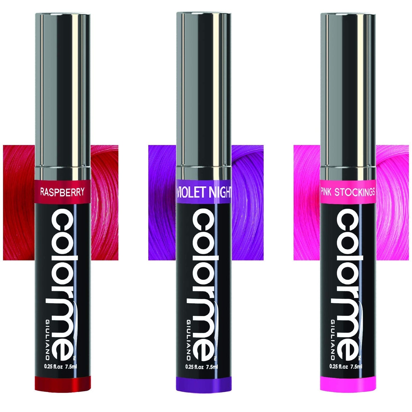 Colorme Temporary Hair Color For Kids Hair Chalk alternative 3PK (Raspberry, Pink Stockings, Violet Night) Beauty & Personal Care Color Me