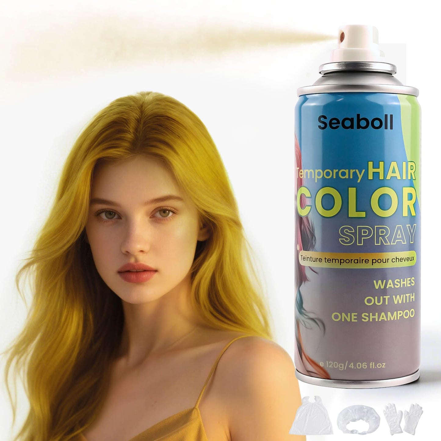 Blonde Hair Spray, Seaboll Temporary Hair Color Spray for Kids Women Men-4.06 oz-Safe Non Sticky Washable One Day Hair Dye Spray,Disposable Beauty & Personal Care Seaboll