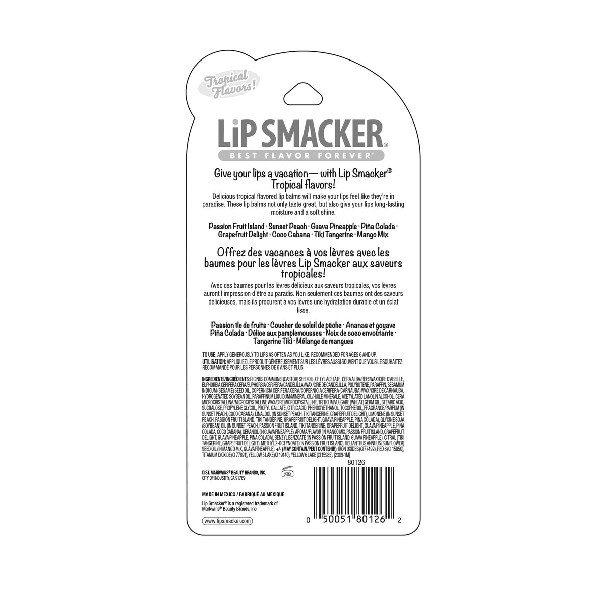 Lip Smacker Flavored Lip Balm Tropic Fever 8 Count (Pack of 1), Passion Fruit, Peach, Breezey-Teazey, Pina Colada, Grapefruit, Coca Cabana, Tangerine Beauty & Personal Care Lip Smacker