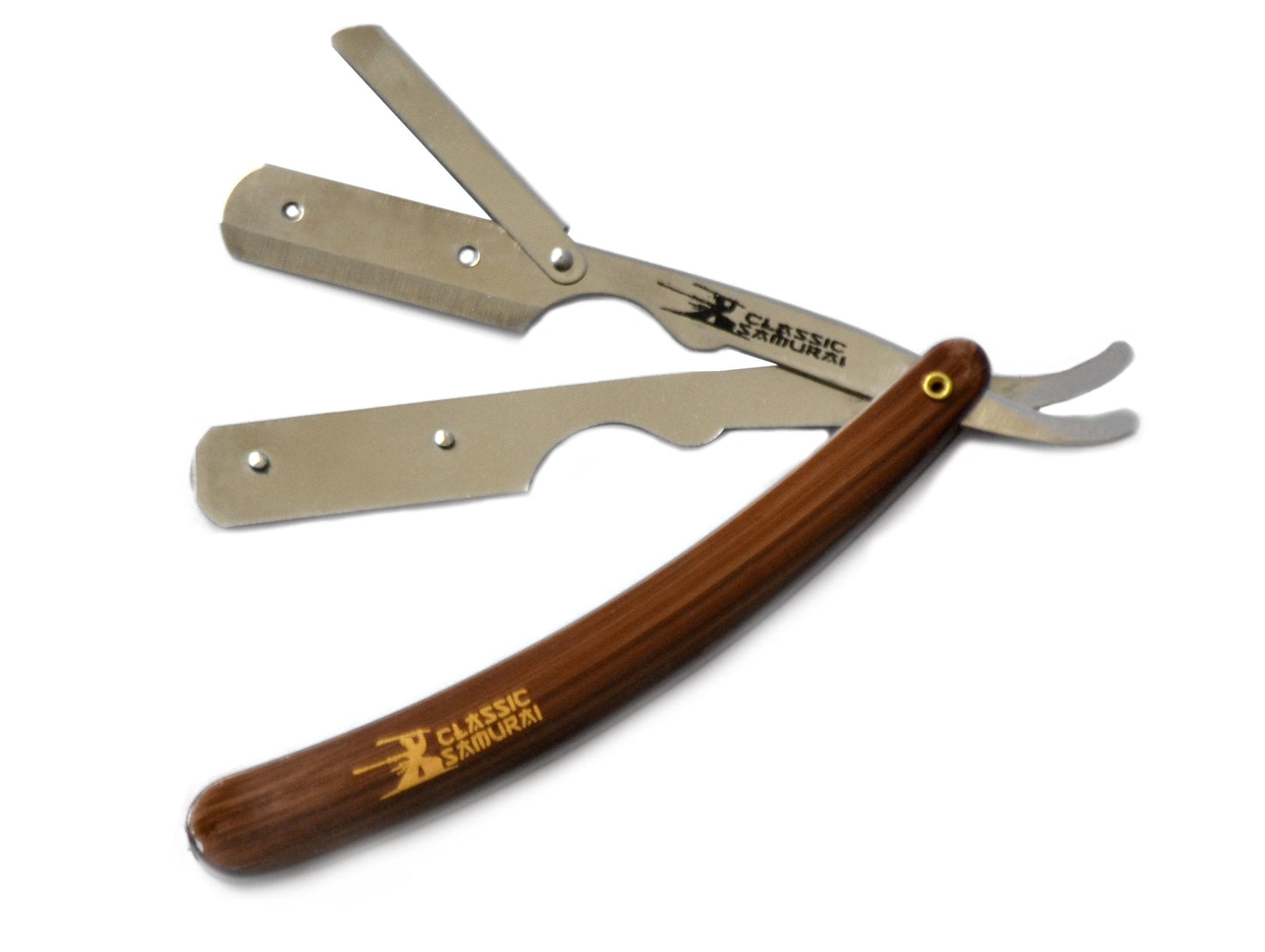 Classic Samurai Stainless Steel Professional Barber Folding Straight Edge Razor Shavette Men's Shaving Kit with 200 Count Lord Single Edge Razor Beauty and Personal Care Classic Samurai
