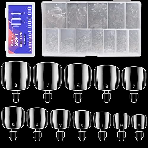 Clear Soft Gel ToeNail Tips, Melous 600PCS Full Cover Nail Tips Gel Nail Tips Clear False Fake Nails Beauty & Personal Care Melous